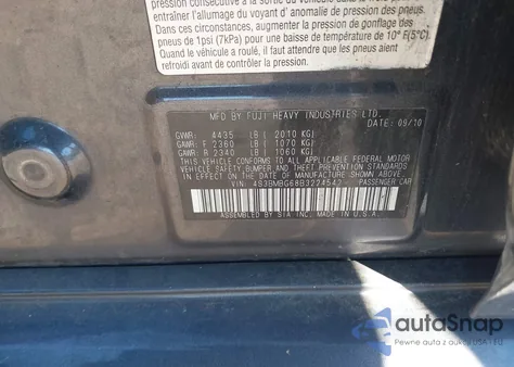 2011 Subaru Legacy 2.5I Premium from USA, damaged, VIN 4S3BMBG68B3224542